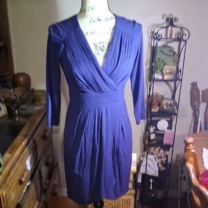 Shoshanna Elegant Blue Faux Wrap Long Sleevd Dress Size 2